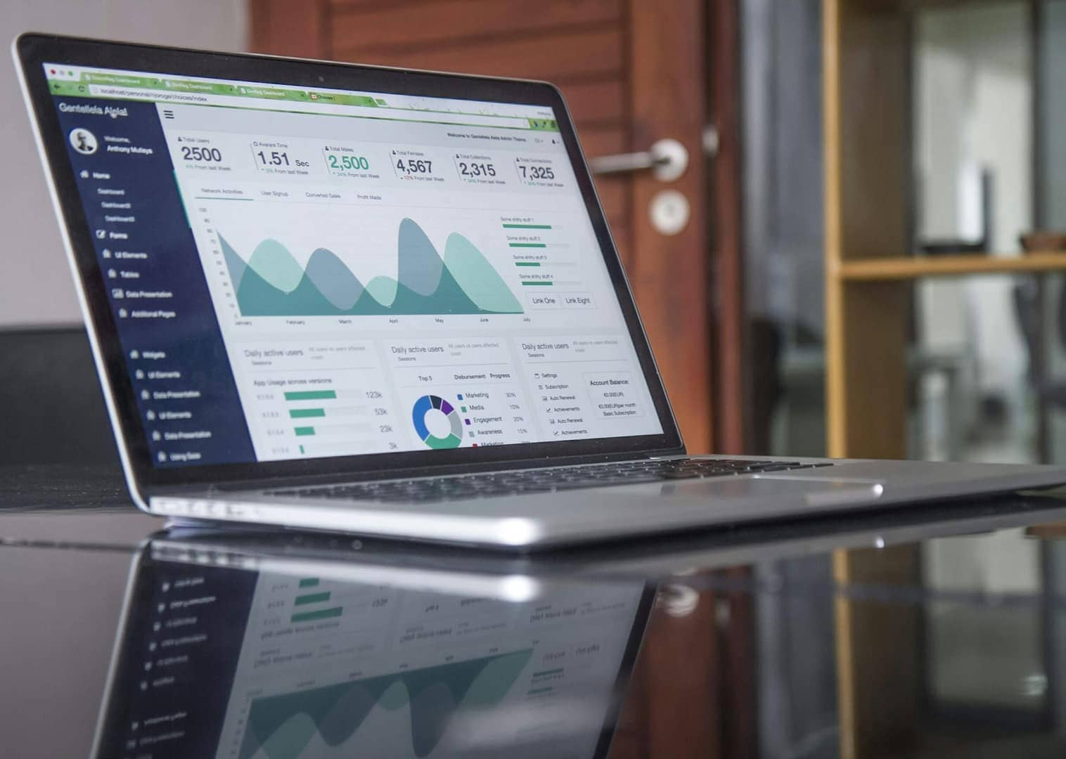 Digital services and analytics dashboard background
